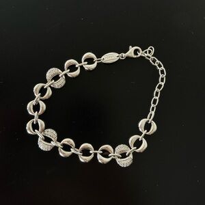 Fossil Polished Silver Link Bracelet with Pavé Accents